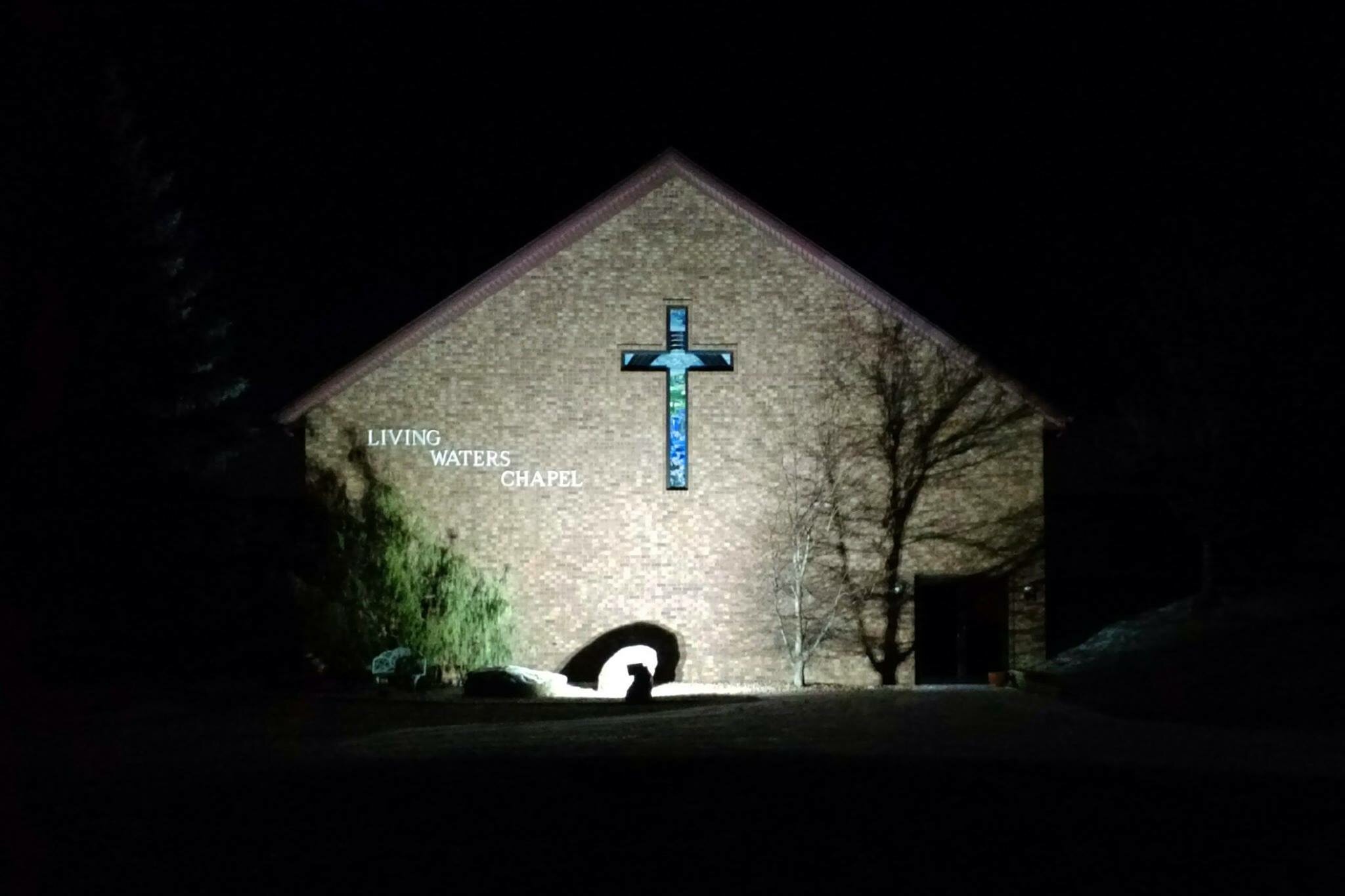 LWC Stained Glass Cross Outside